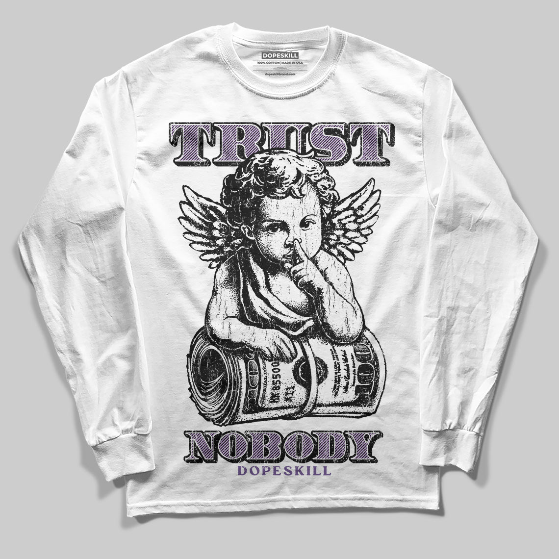 Jordan 10 WMNS “Hydrangeas” DopeSkill Long Sleeve T-Shirt Trust Nobody Graphic Streetwear  White 