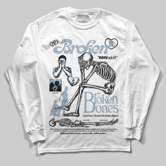 Jordan 40 “Blue Suede” DopeSkill Long Sleeve T-Shirt Broken Bones Graphic Streetwear  White 