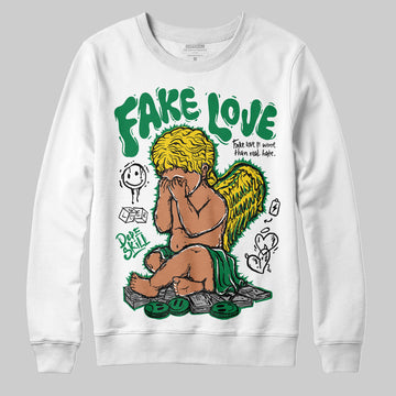 Jordan 5 “Lucky Green” DopeSkill Sweatshirt New Fake Love Graphic Streetwear - White