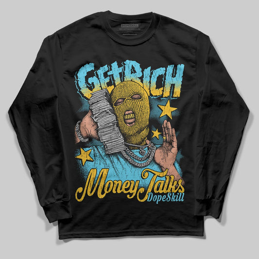 Jordan 11 Retro Gamma Blue (2025) DopeSkill Long Sleeve T-Shirt Get Rich Graphic Streetwear - Black