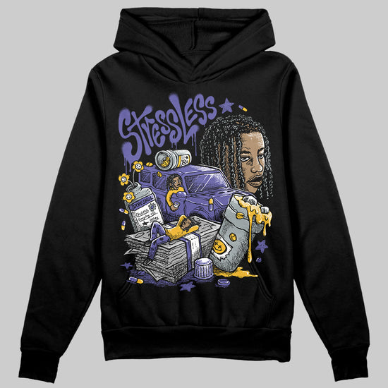 Jordan 4 Retro Lakers DopeSkill Hoodie Sweatshirt Stressless Graphic Streetwear - Black