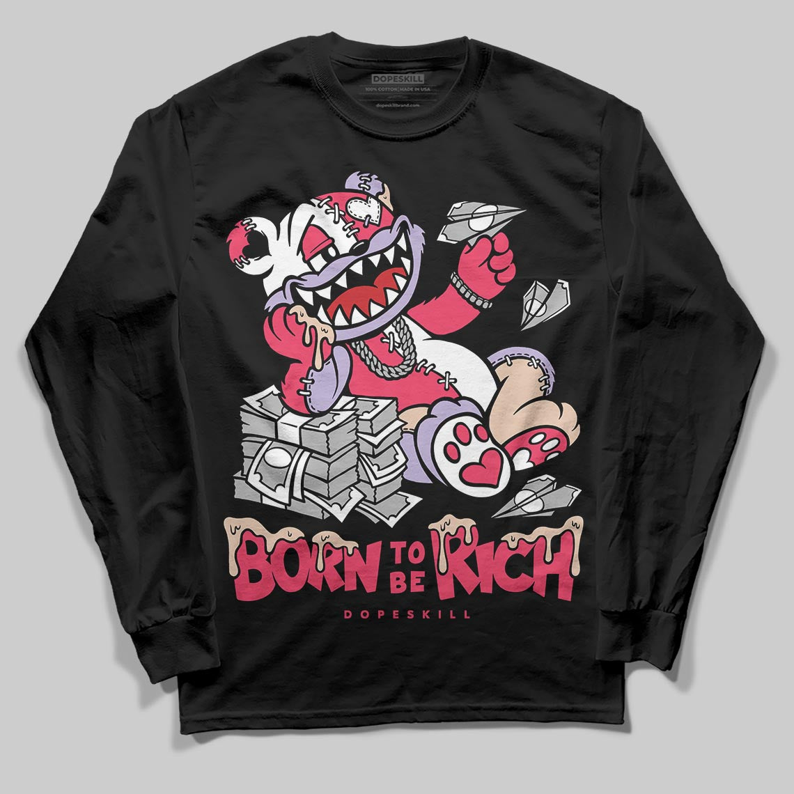 Jordan 5 Low “Peanut Butter Jelly” DopeSkill Long Sleeve T-Shirt Born To Be Rich Graphic Streetwear - Black