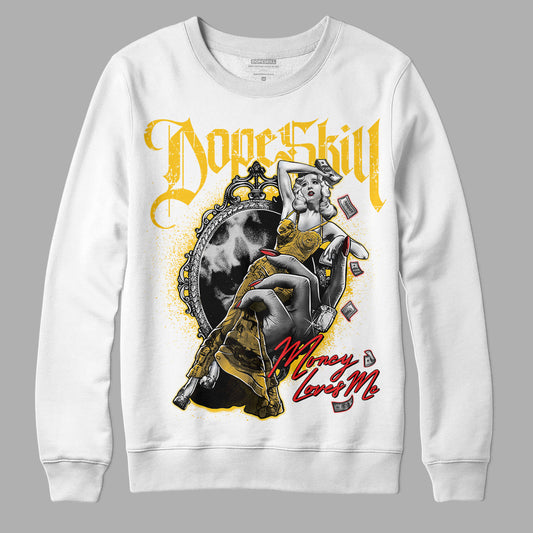 Yellow Sneakers DopeSkill Sweatshirt Money Loves Me Graphic Streetwear - White