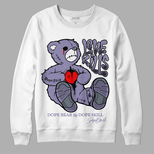 Jordan 5 Retro Low Indigo Haze DopeSkill Sweatshirt Love Kills Graphic Streetwear - White