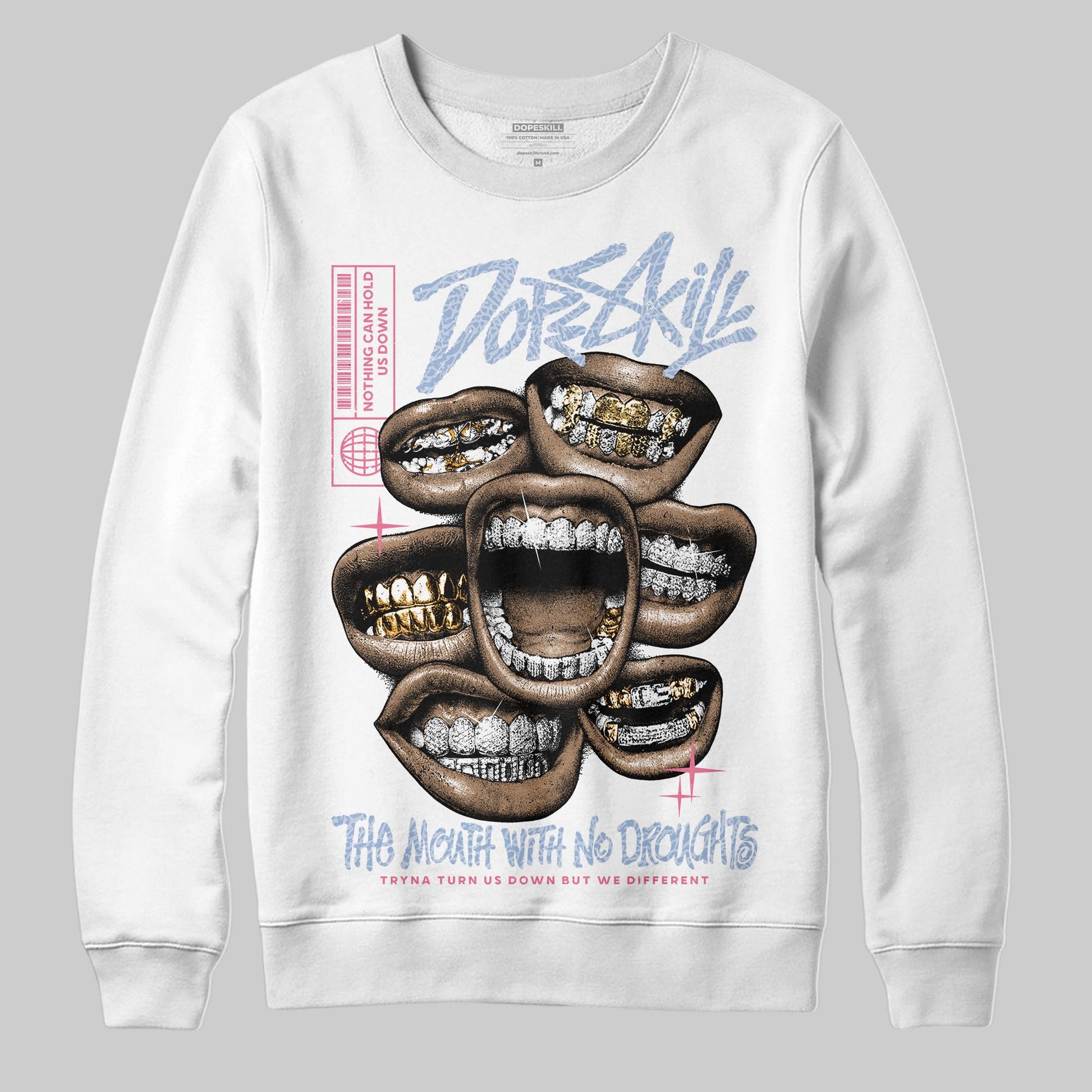 Jordan 3 GS “Cobalt Bliss” DopeSkill Sweatshirt The Mouth With No Droughts Graphic Streetwear - White