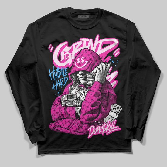 Pink Sneakers DopeSkill Long Sleeve T-Shirt Grind Pray Graphic Streetwear - Black