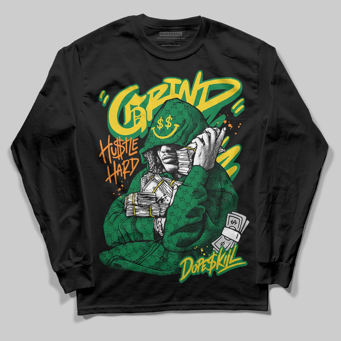 Green Sneakers DopeSkill Long Sleeve T-Shirt Grind Pray Graphic Streetwear - Black