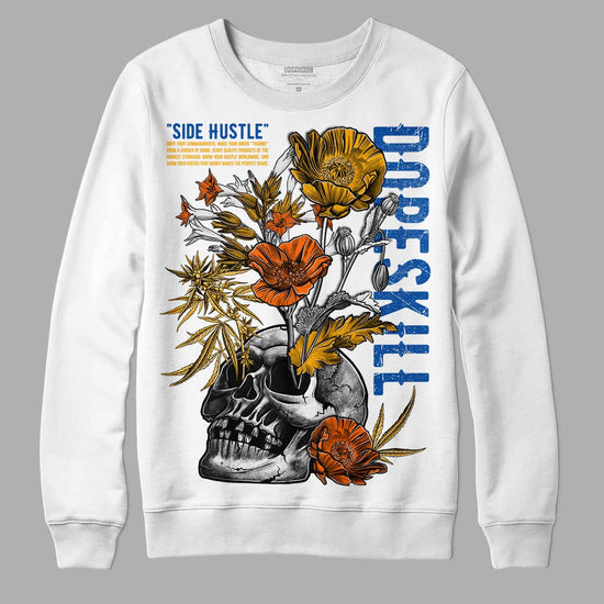 Dunk Blue Jay and University Gold DopeSkill Sweatshirt Side Hustle Graphic Streetwear - White