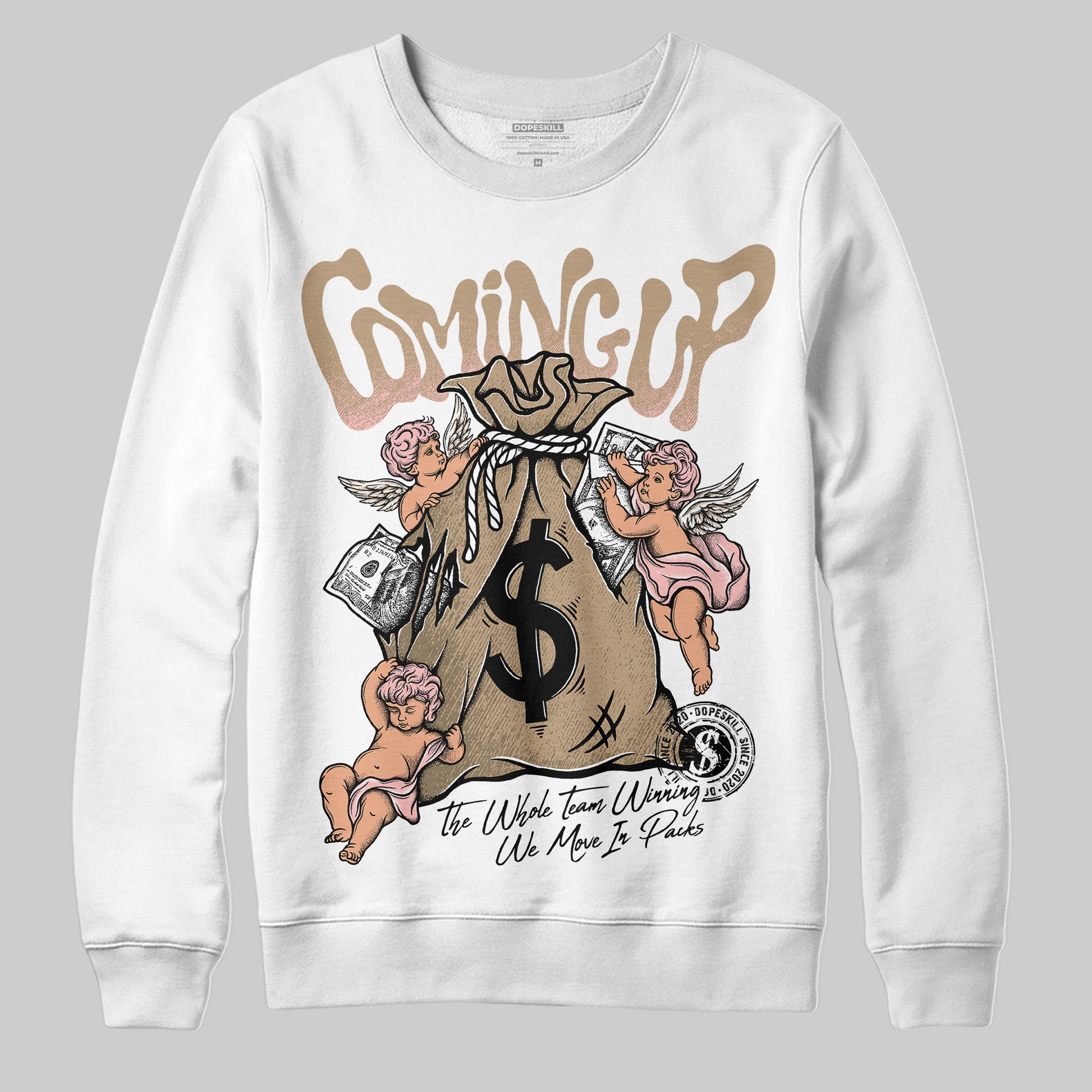 Nike Air Force 1 Low Canvas “Linen” DopeSkill Sweatshirt Money Bag Coming Up Graphic Streetwear - White