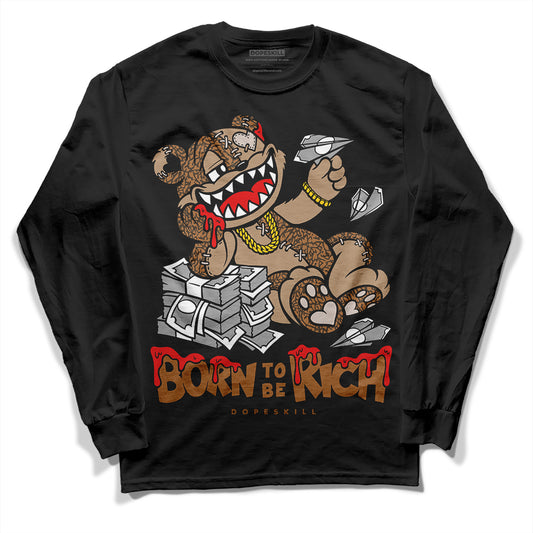 Jordan 3 Retro Palomino DopeSkill Long Sleeve T-Shirt Born To Be Rich Graphic Streetwear - Black