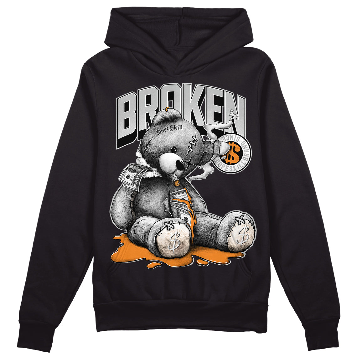 Dunk Low Cool Grey DopeSkill Hoodie Sweatshirt Sick Bear Graphic Streetwear - Black