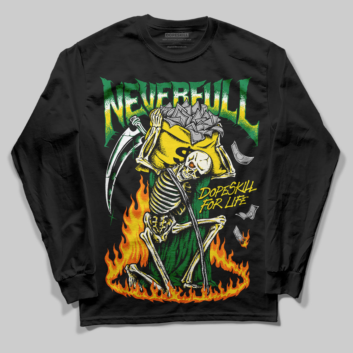 Dunk Low Reverse Brazil DopeSkill Long Sleeve T-Shirt NeverFull Graphic Streetwear - Black