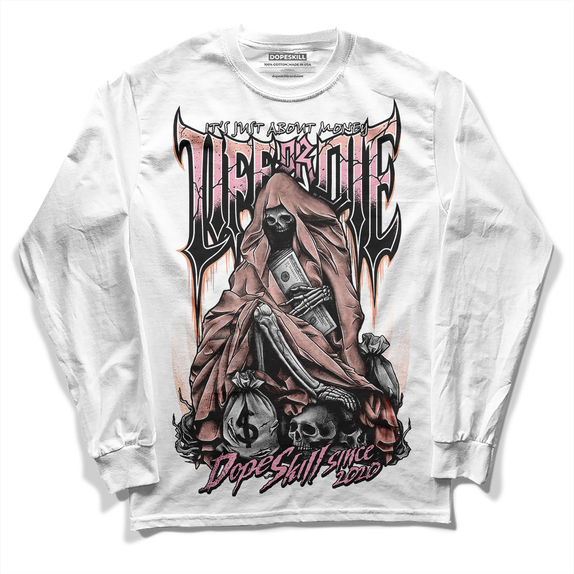 Jordan 11 Low “Legend Pink” DopeSkill Long Sleeve T-Shirt Life or Die Graphic Streetwear - WHite