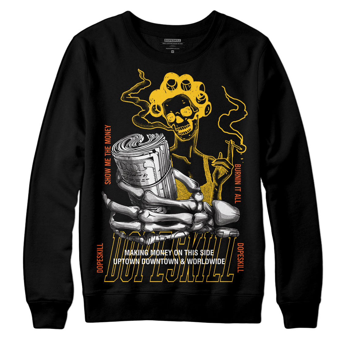 Yellow Sneakers DopeSkill Sweatshirt Show Me The Money Graphic Streetwear - Black