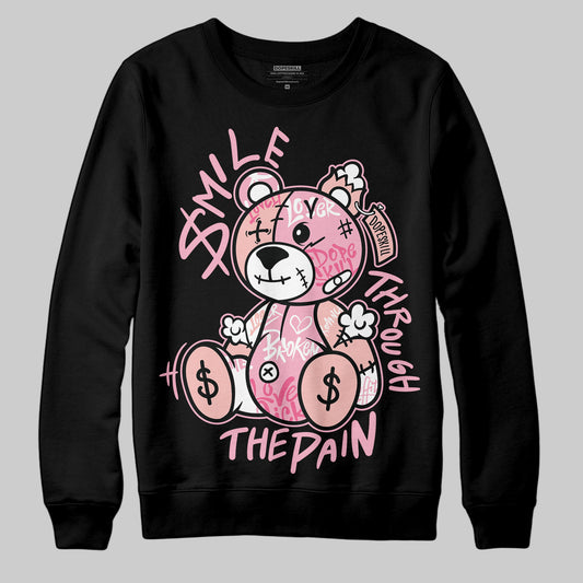 AMIRI White & Pink Stars Court Sneakers DopeSkill Sweatshirt Smile Through The Pain Graphic Streetwear - Black