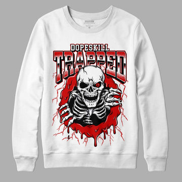 Jordan 1 Retro Low "Black Toe" DopeSkill Sweatshirt Trapped Halloween Graphic Streetwear - White