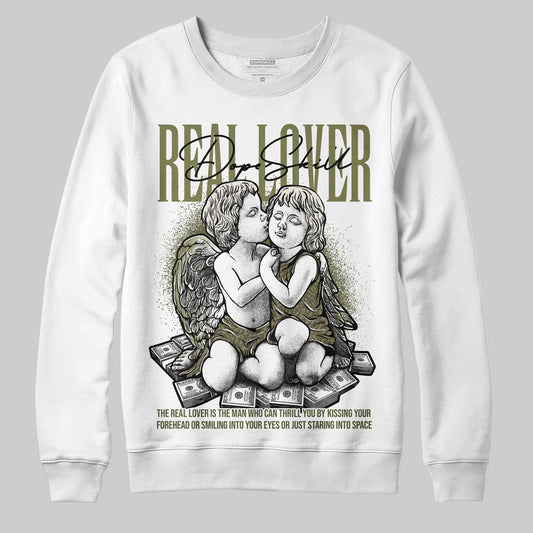 Jordan 3 “Medium Olive” aka “Family Affair” DopeSkill Sweatshirt Real Lover Graphic Streetwear - White