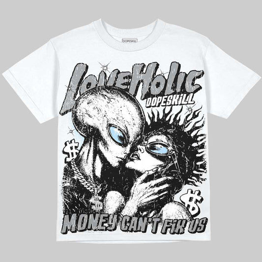 Jordan 5 Wolf Grey DopeSkill Oversize Print T-Shirt Love Holic Graphic Streetwear - White