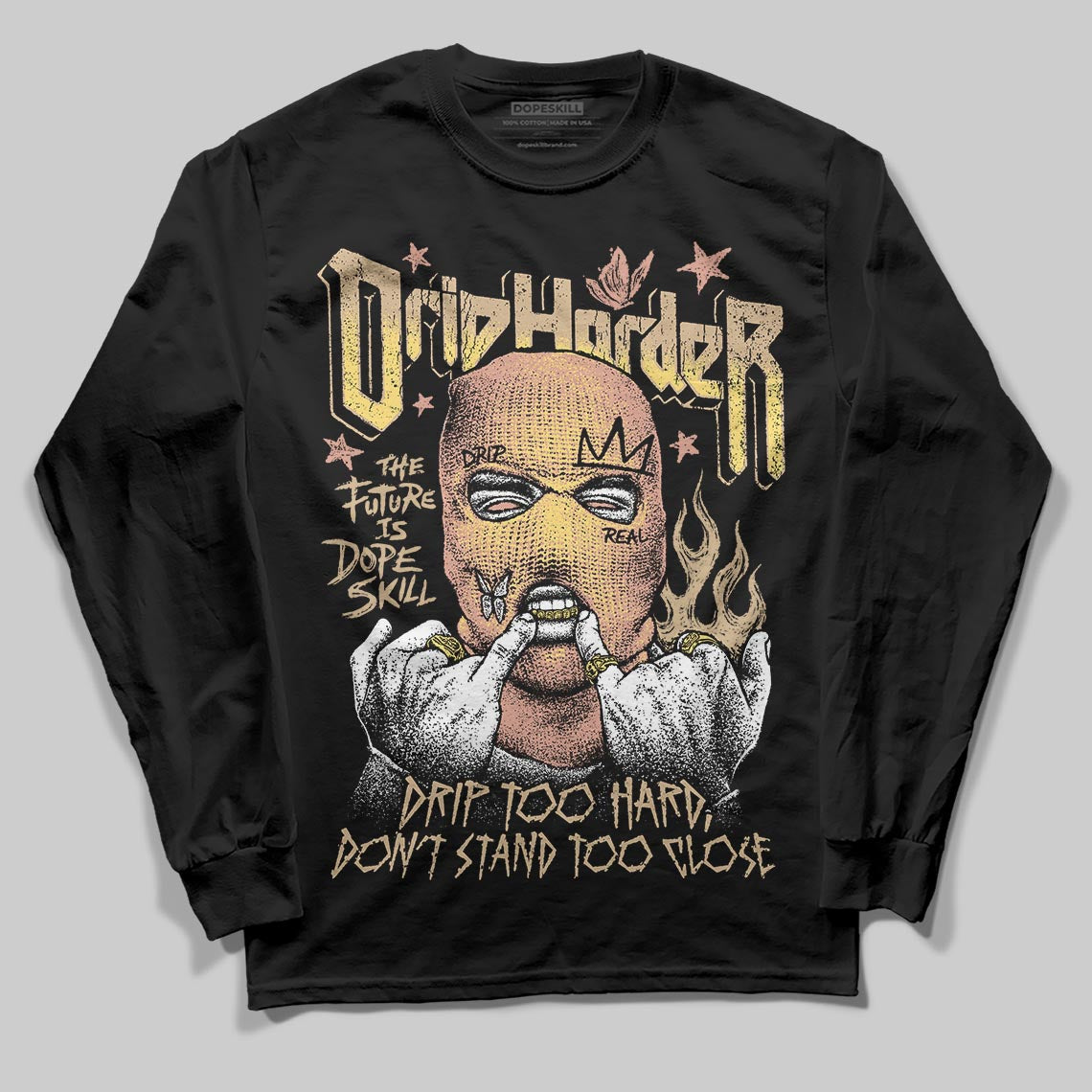 TAN Sneakers DopeSkill Long Sleeve T-Shirt Drip Harder Graphic Streetwear - Black