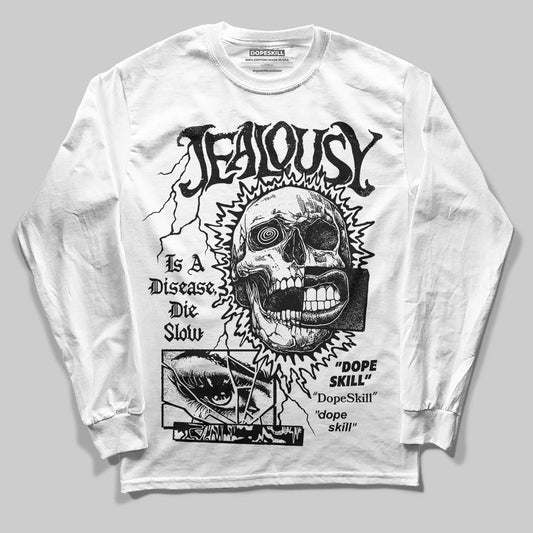 Black and White Sneakers DopeSkill Long Sleeve T-Shirt Jealousy Graphic Streetwear - White 
