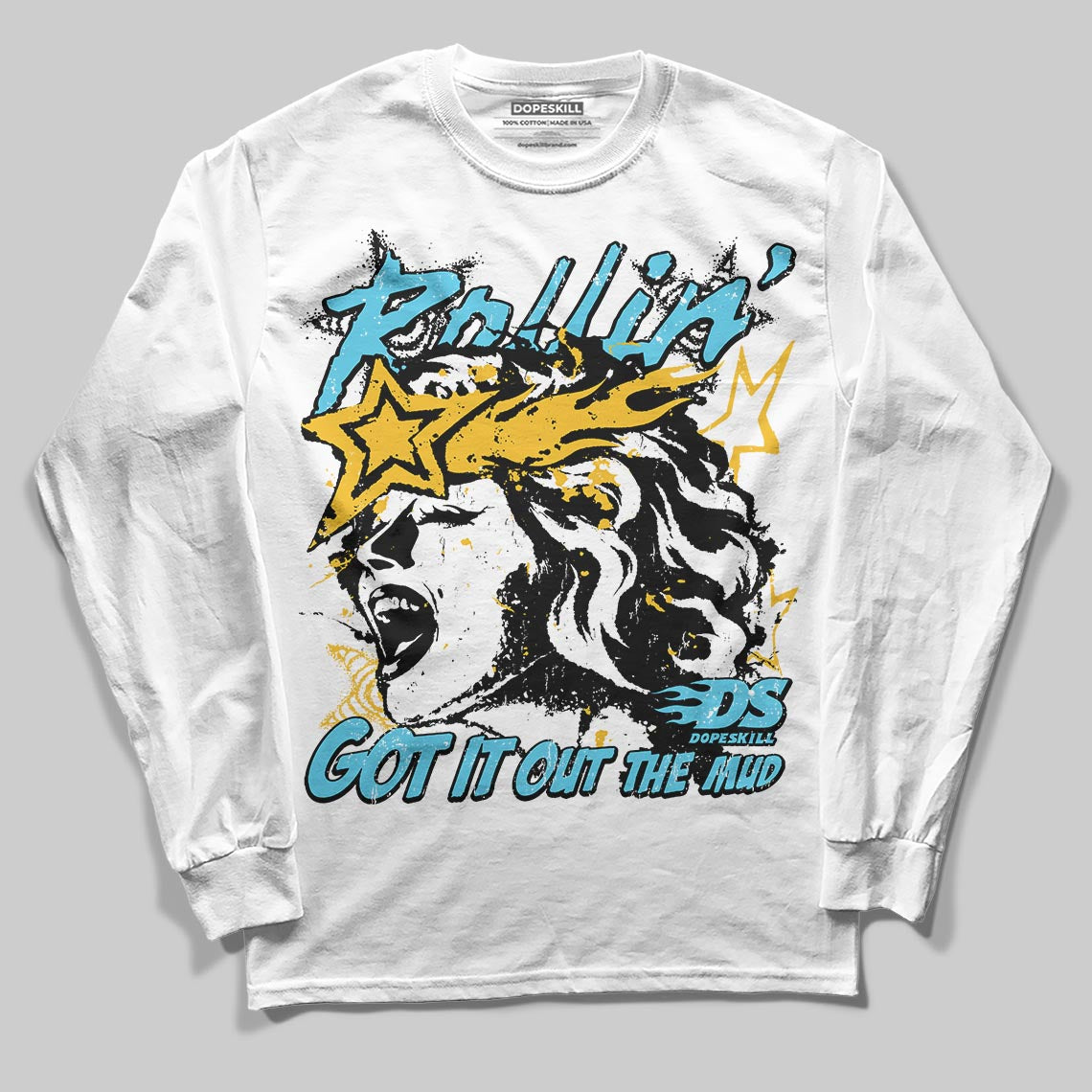 Jordan 11 Retro Gamma Blue (2025) DopeSkill Long Sleeve T-Shirt Got It Out The Mud Graphic Streetwear - White