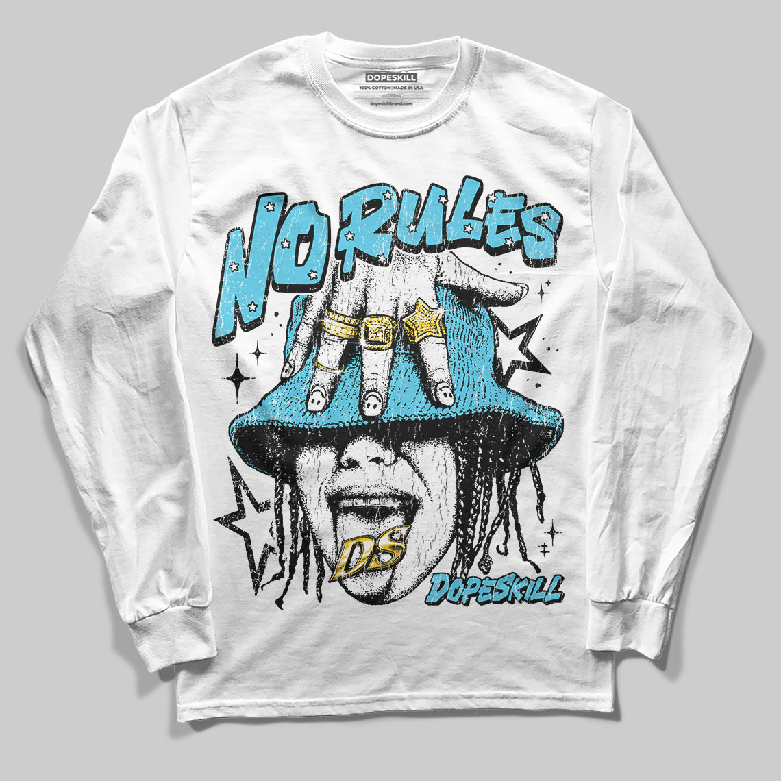 Jordan 11 Retro Gamma Blue (2025) DopeSkill Long Sleeve T-Shirt No Rules Graphic Streetwear - White