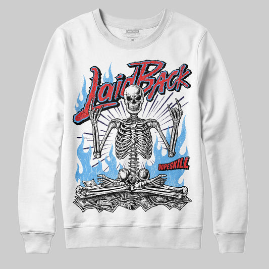 University Blue Sneakers DopeSkill Sweatshirt Laid Back Graphic Streetwear - White