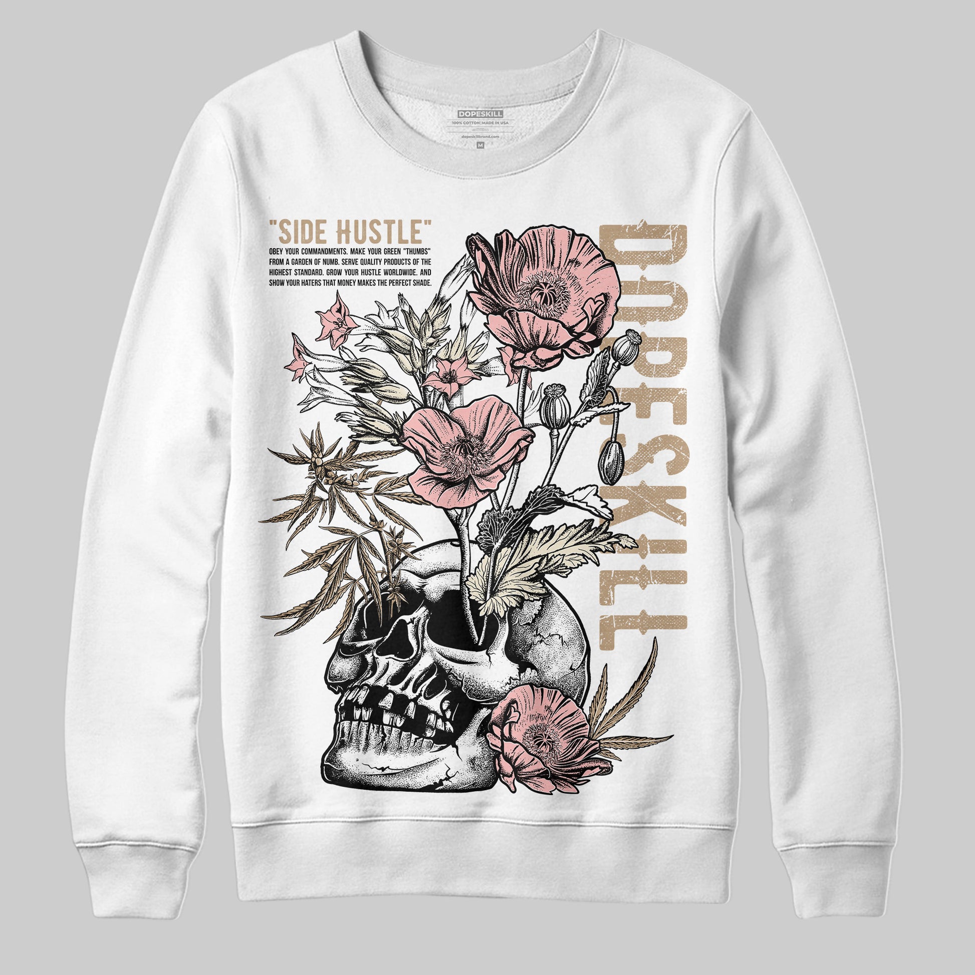 Nike Air Force 1 Low Canvas “Linen” DopeSkill Sweatshirt Side Hustle Graphic Streetwear - White