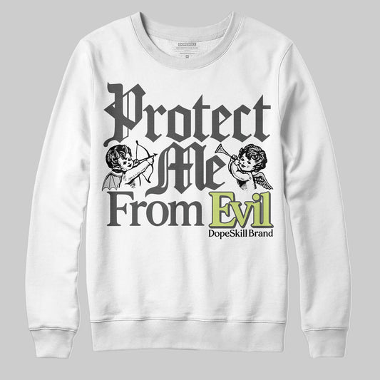 Jordan 4 GS “Light Lemon Twist” DopeSkill Sweatshirt Protect Me From Evil Graphic Streetwear - White