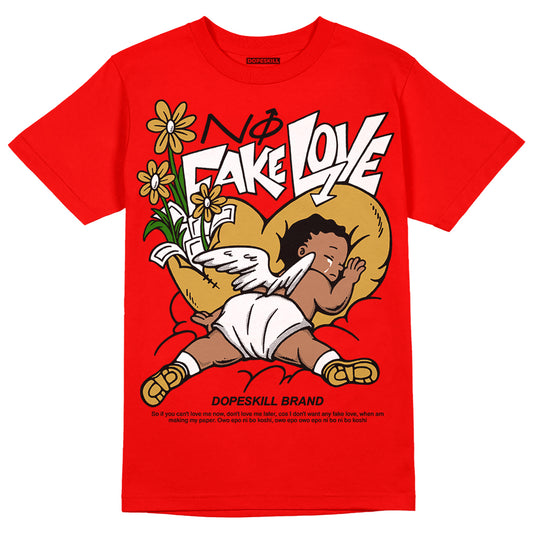 Red Sneakers DopeSkill Red T-Shirt No Fake Love Graphic Streetwear