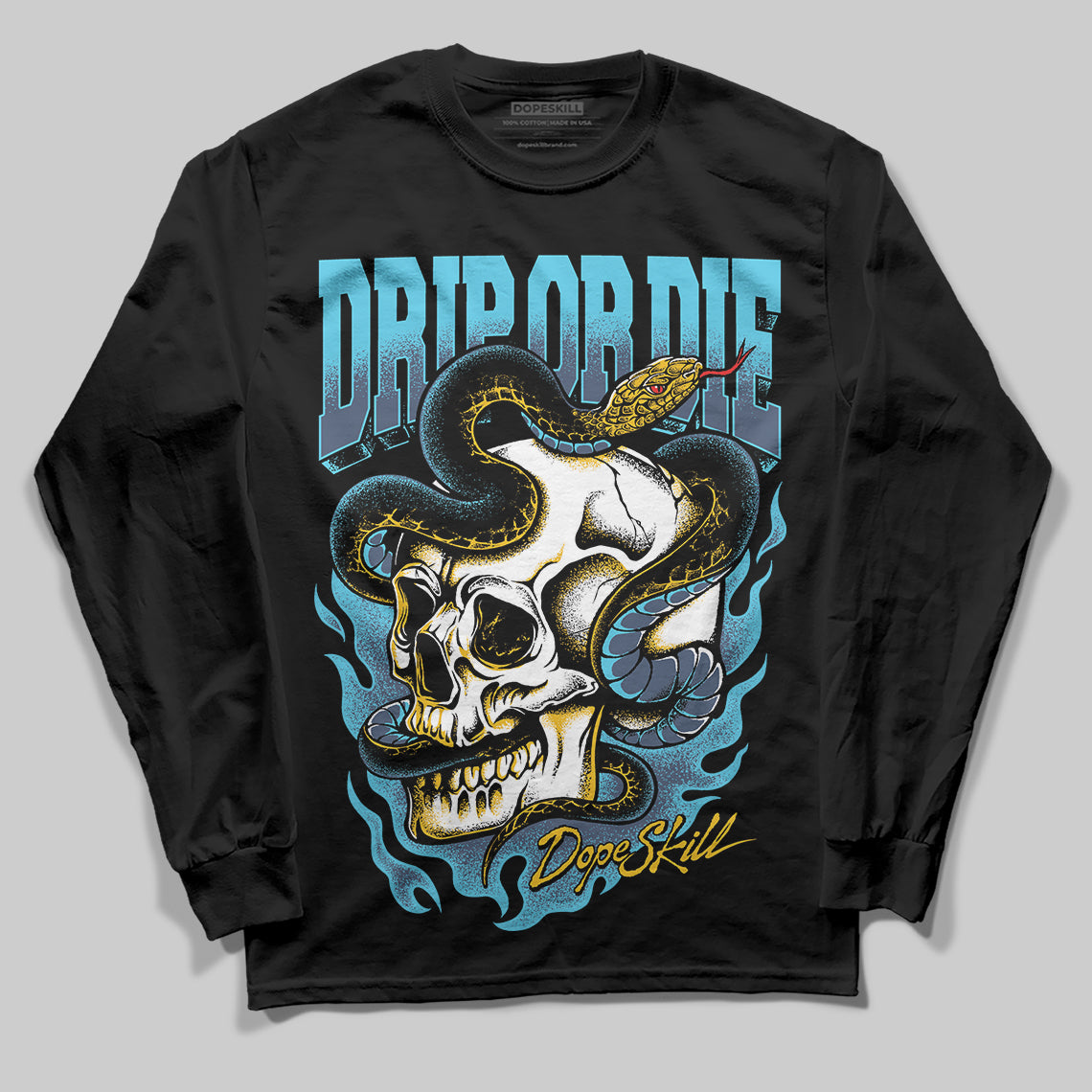 Jordan 11 Retro Gamma Blue (2025) DopeSkill Long Sleeve T-Shirt Drip or Die Graphic Streetwear - black