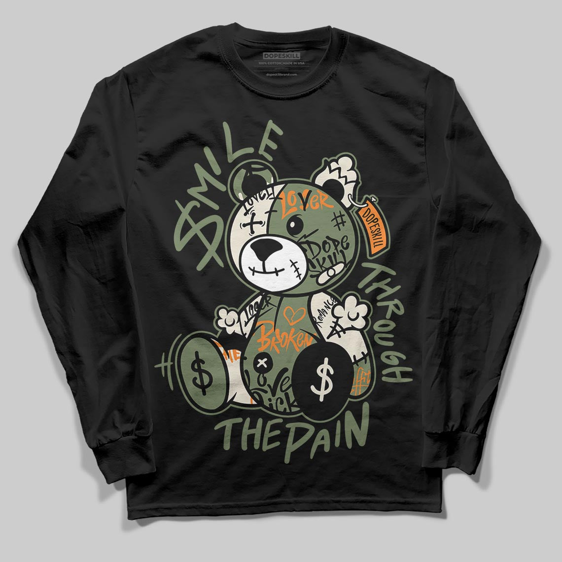 Jordan 4 Retro OG SP Undefeated (2025) DopeSkill Long Sleeve T-Shirt Smile Through The Pain Graphic Streetwear - Black