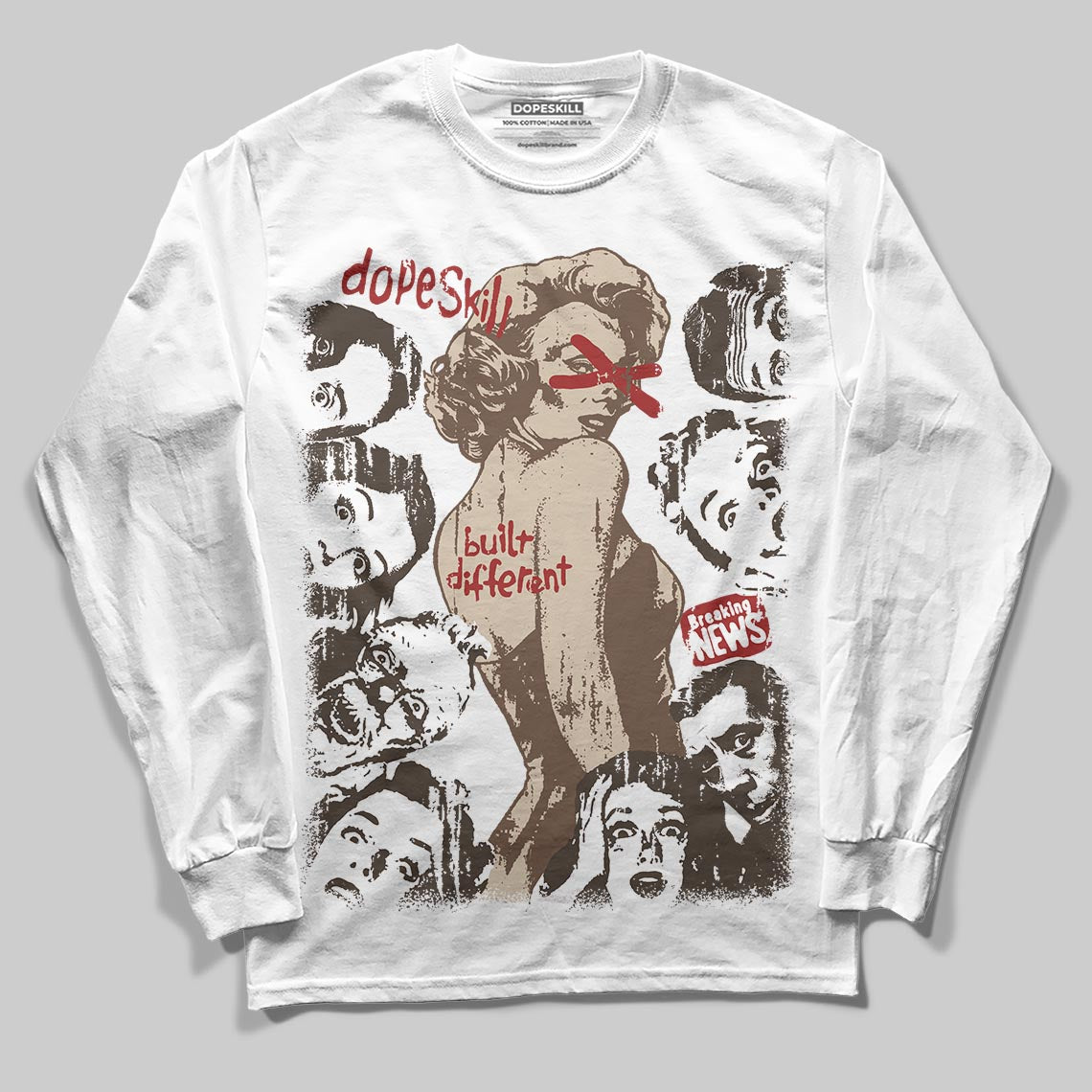 A Ma Maniére x Air Jordan 4 “Dark Mocha” DopeSkill Long Sleeve T-Shirt Built Different Graphic Streetwear - White