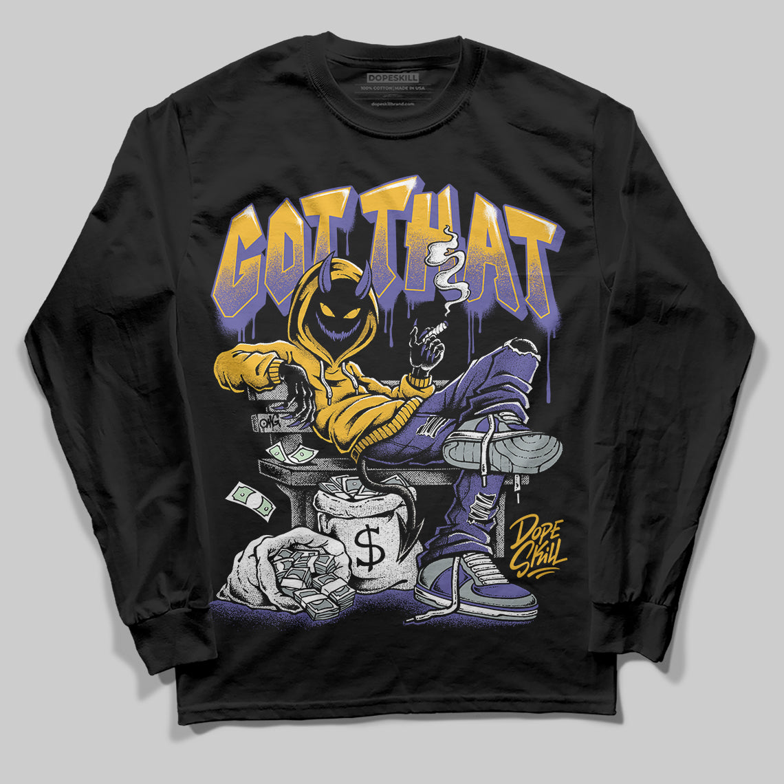 Jordan 4 Retro Lakers DopeSkill Long Sleeve T-Shirt Got That Graphic Streetwear - black