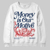 Jordan 4 SB “Summit White/Navy” DopeSkill Sweatshirt Money Is Our Motive Typo Graphic Streetwear - White