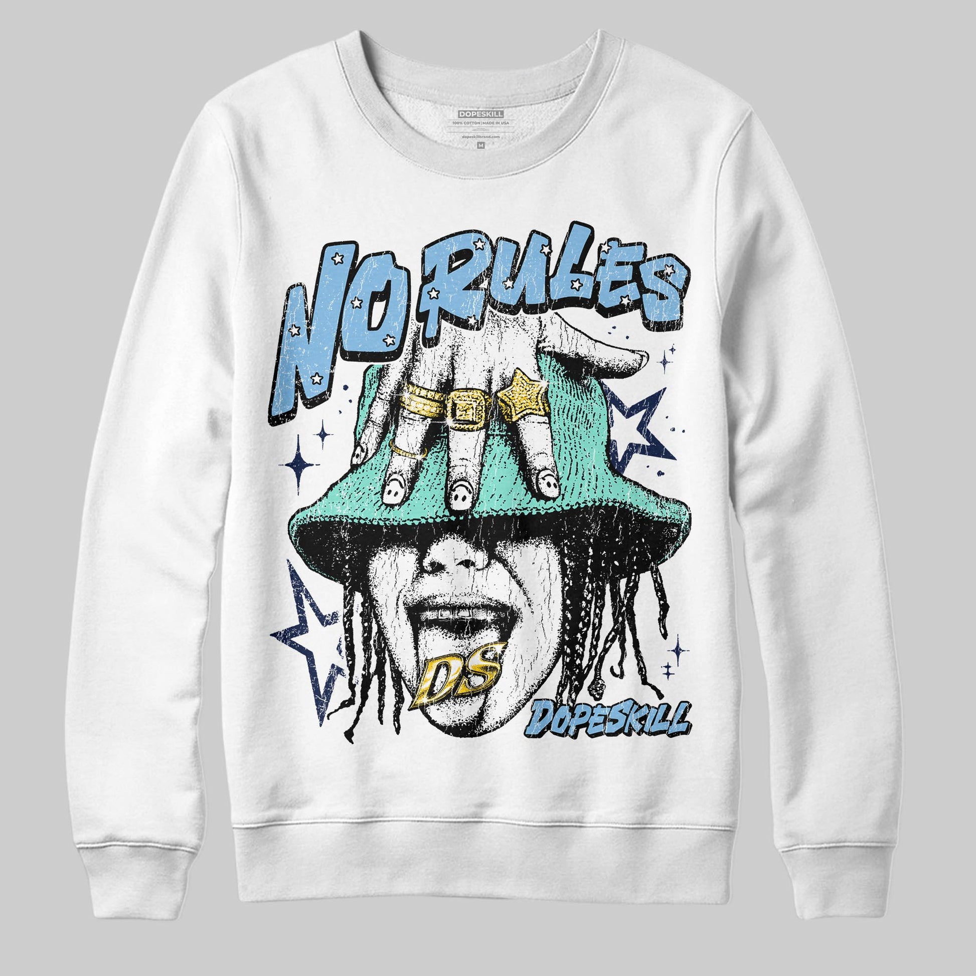 University Blue Sneakers DopeSkill Sweatshirt No Rules Graphic Streetwear  - White