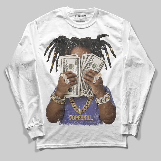 Jordan 4 Retro Lakers DopeSkill Long Sleeve T-Shirt Rich Youth Graphic Streetwear - White 
