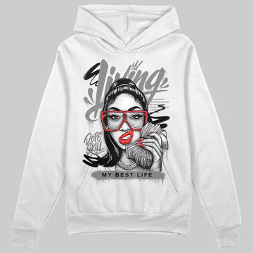 Grey Sneakers DopeSkill Hoodie Sweatshirt Living My Best Life Graphic Streetwear - White 