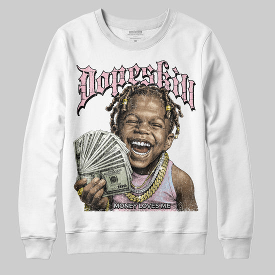 Jordan 4 Retro Valentine's Day (2026) (GS) DopeSkill Sweatshirt Money Loves Me Graphic Streetwear - White
