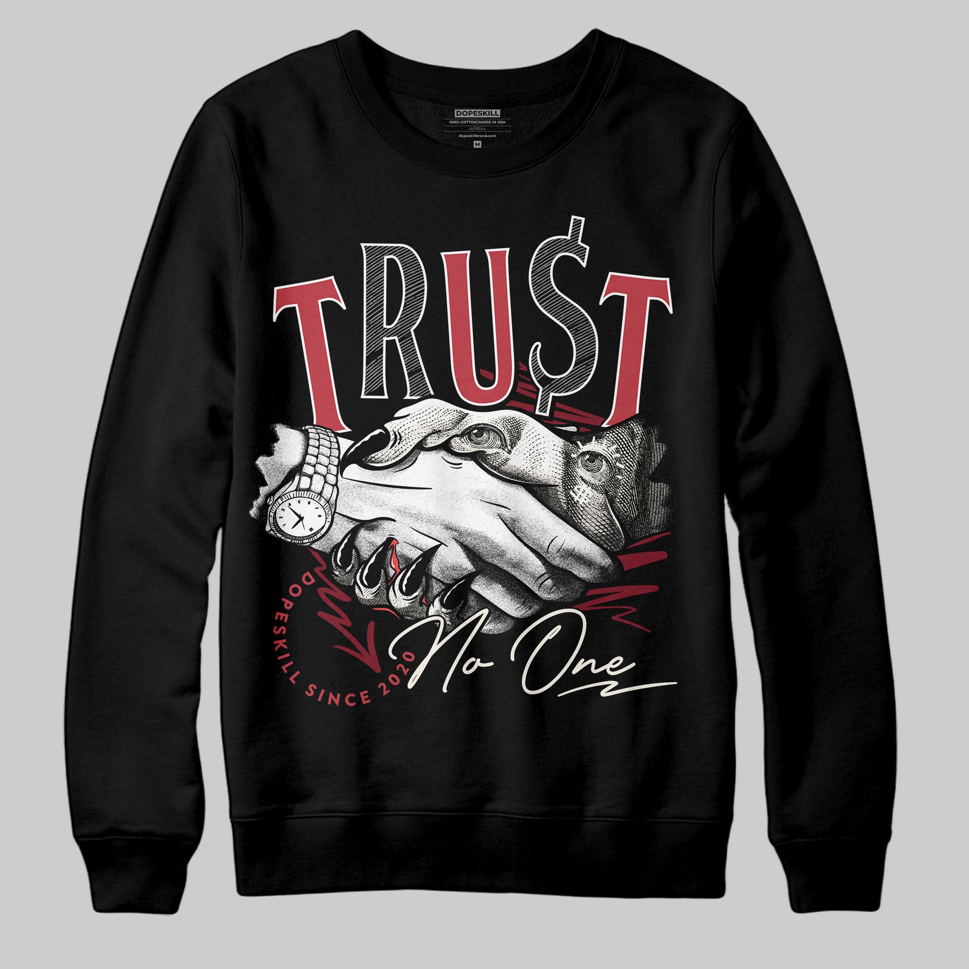 Jordan 4 “Sierra Red" DopeSkill Sweatshirt Trust No One Graphic Streetwear - Black