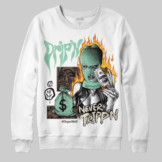 SB Dunk Low Rodeo Tourmaline DopeSkill Sweatshirt Drip'n Never Tripp'n Graphic Streetwear - White