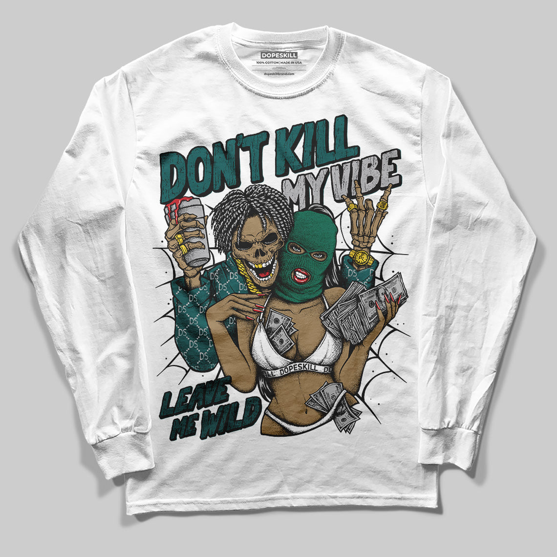 ASICS Gel-1130 'White Dark Neptune' DopeSkill Long Sleeve T-Shirt Don't Kill My Vibe Graphic Streetwear - White