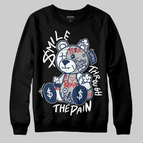 Jordan 4 SB “Summit White/Navy” DopeSkill Sweatshirt Smile Through The Pain Graphic Streetwear - Black