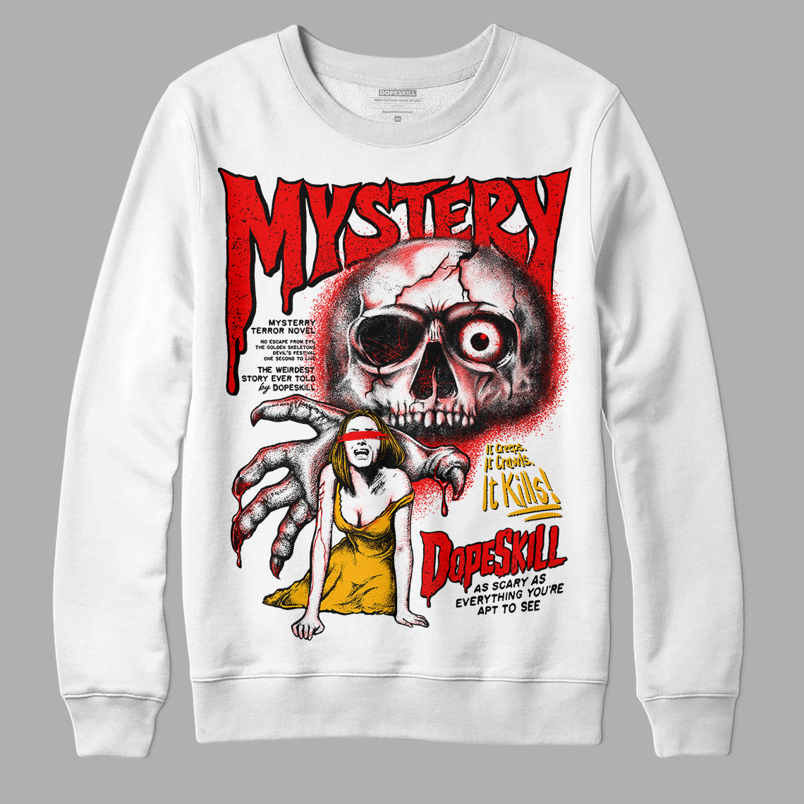 Red Sneakers DopeSkill Sweatshirt Mystery Ghostly Grasp Graphic Streetwear - White 