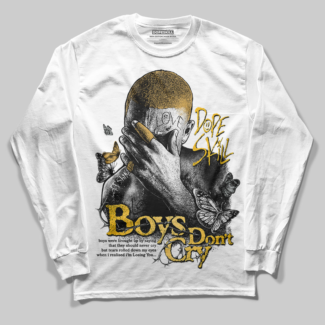 Jordan 12 "Phantom" DopeSkill Long Sleeve T-Shirt Boys Don't Cry Graphic Streetwear - White