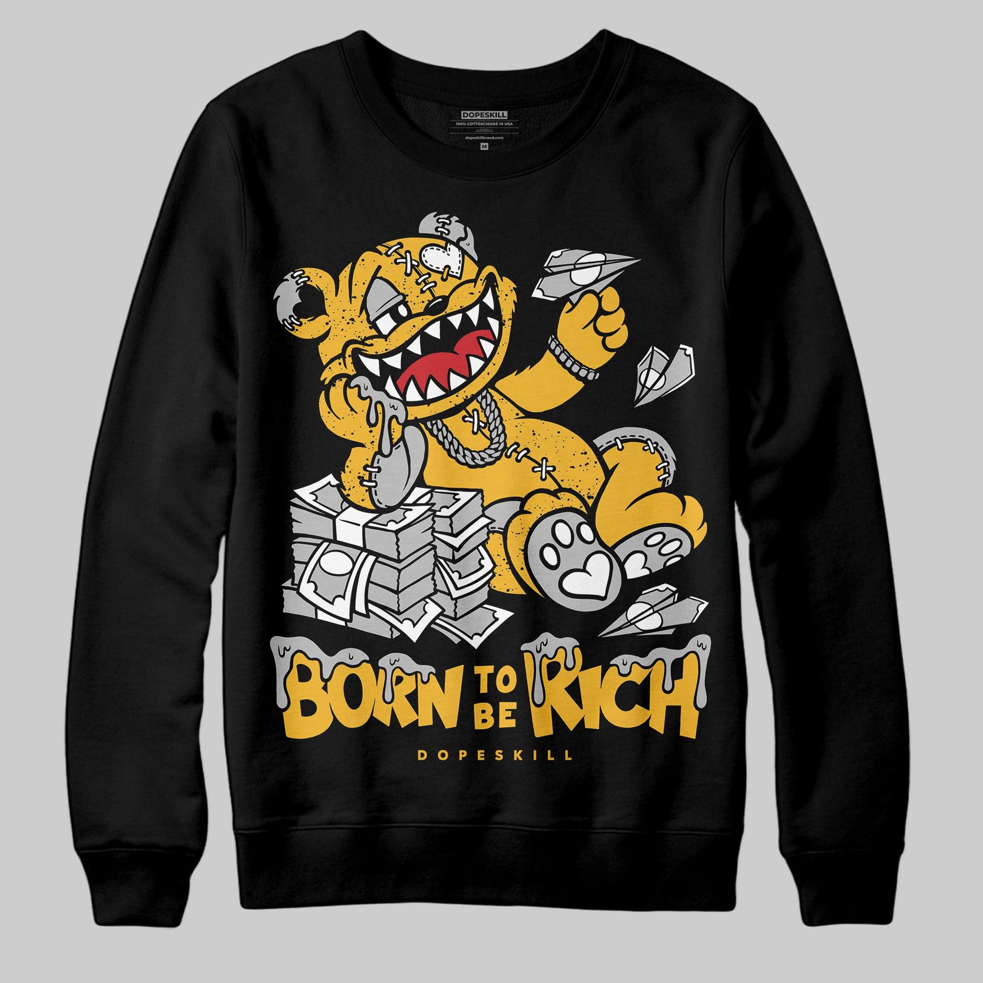 Jordan 5 'Tokyo' DopeSkill Sweatshirt Born To Be Rich Graphic Streetwear - Black