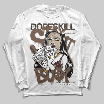A Ma Maniére x Air Jordan 4 “Dark Mocha” DopeSkill Long Sleeve T-Shirt Stay It Busy Graphic Streetwear - White