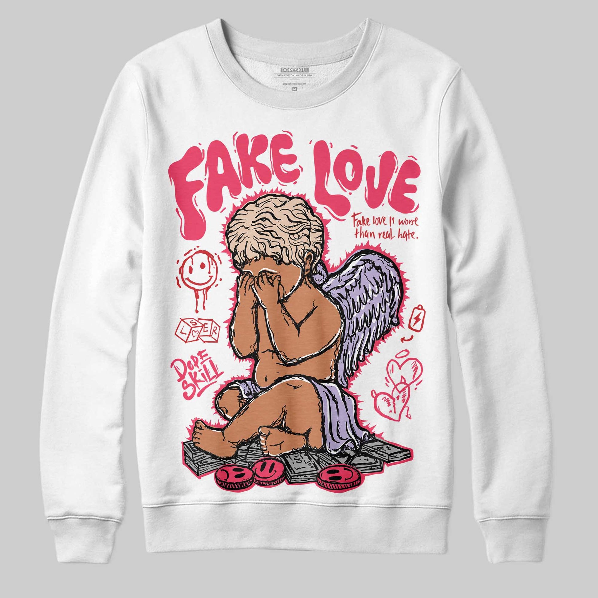 Jordan 5 Low “Peanut Butter Jelly” DopeSkill Sweatshirt False Love Graphic Streetwear - White