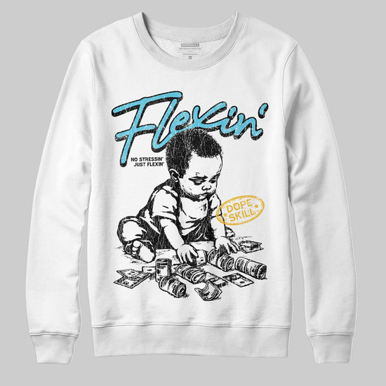 Jordan 11 Retro Gamma Blue (2025) DopeSkill Sweatshirt Flexin' Graphic Streetwear - White