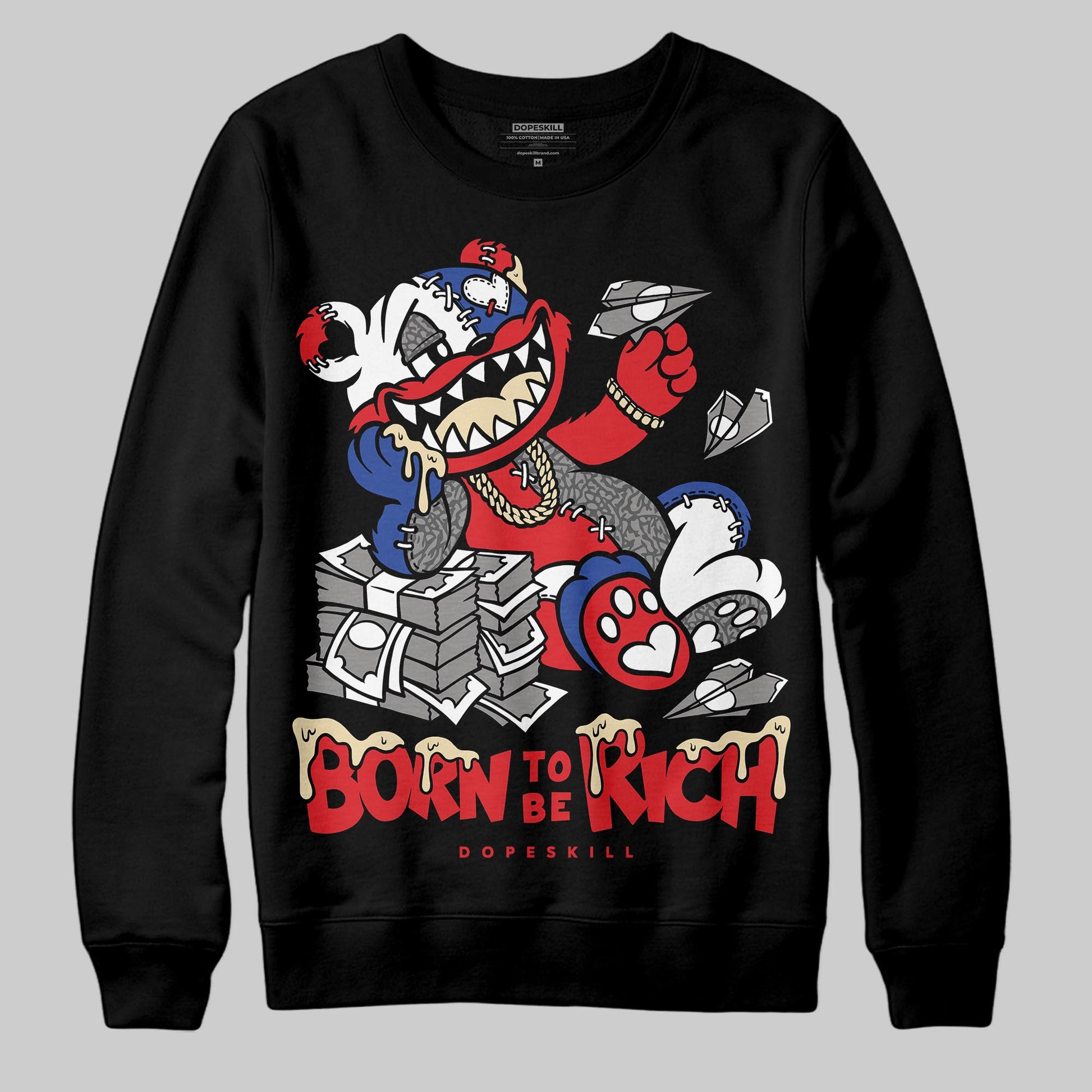 Jordan 3 “Seoul 2.0” DopeSkill Sweatshirt Born To Be Rich Graphic Streetwear - black